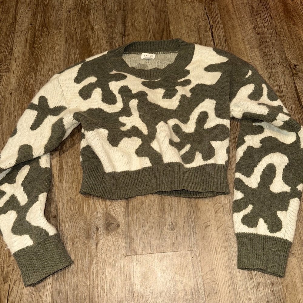 Green Printed Pull over Sweater M